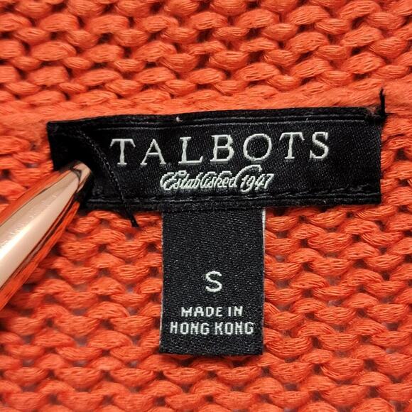 Talbots Cardigan Orange Red Knit Coastal Grandma Mercerized Cotton Small 622 - Picture 3 of 11